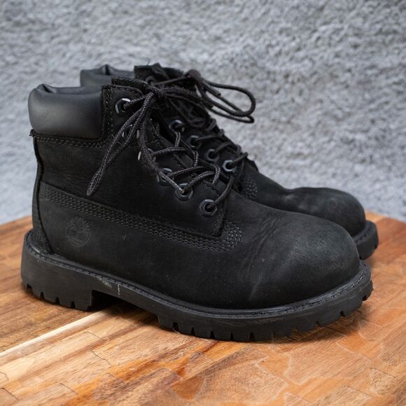 Timberland 6-Inch Premium Boot Black Nubuck Youth - Sz 13 M - Picture 1 of 6